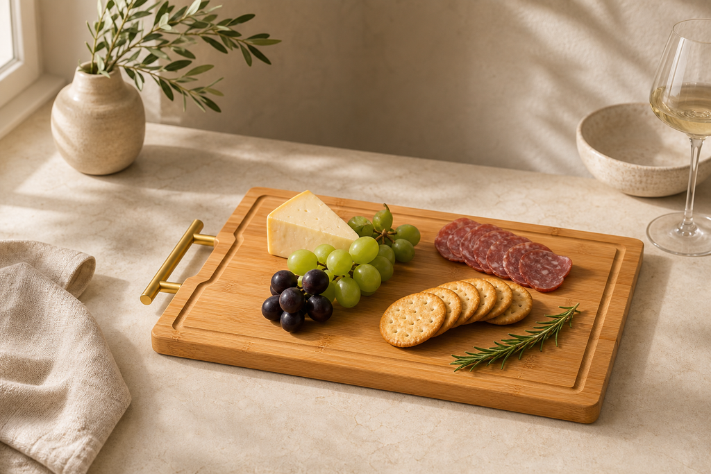 Bamboo Serving Board with Gold Handle