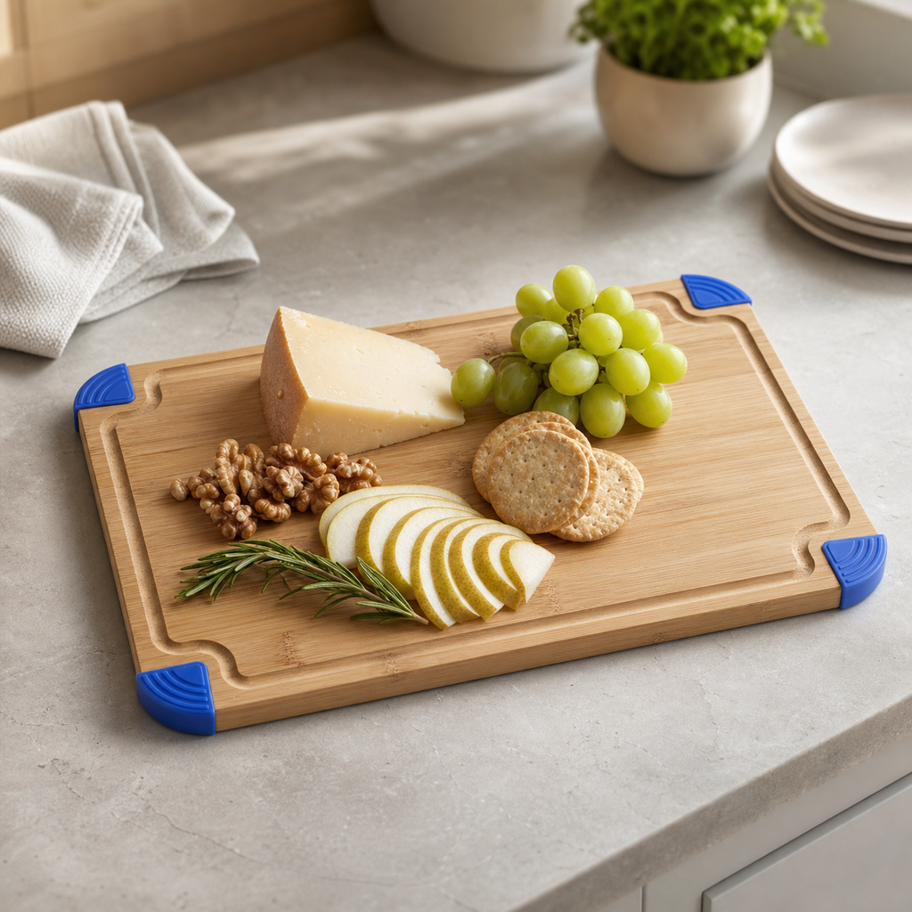 Bamboo Cutting Board with Non-Slip Silicone Corners