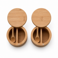 Bamboo Salt & Pepper Cellar with Swivel Lid & Spoon