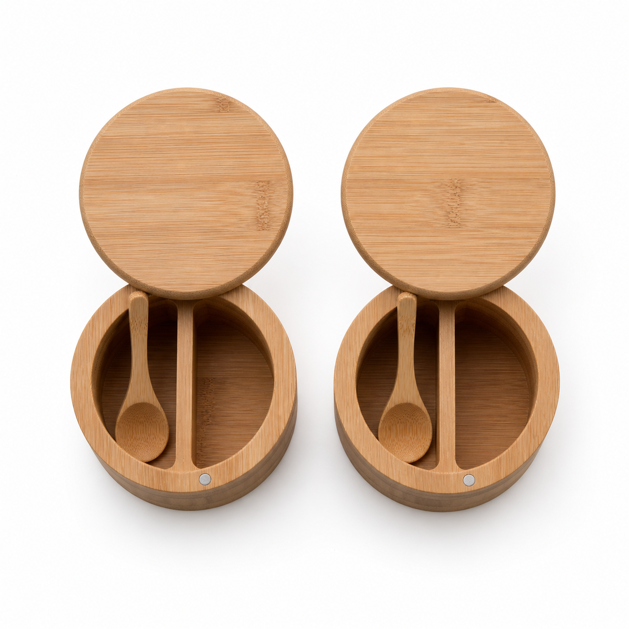 Bamboo Salt & Pepper Cellar with Swivel Lid & Spoon