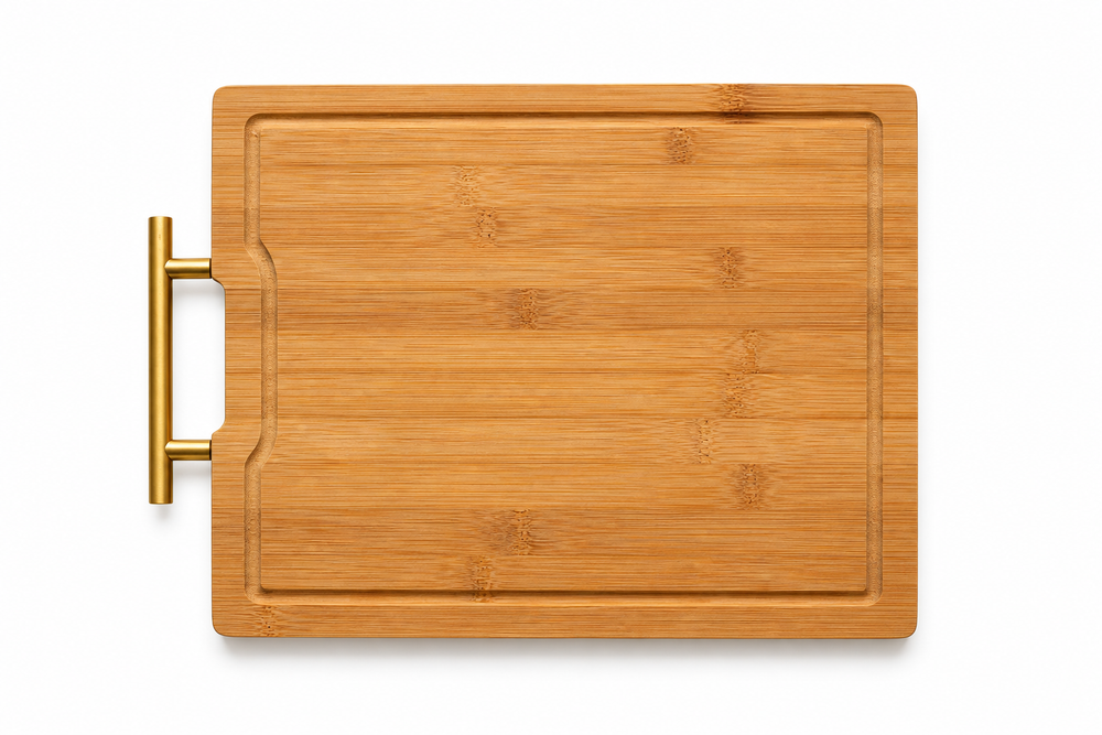 Bamboo Serving Board with Gold Handle