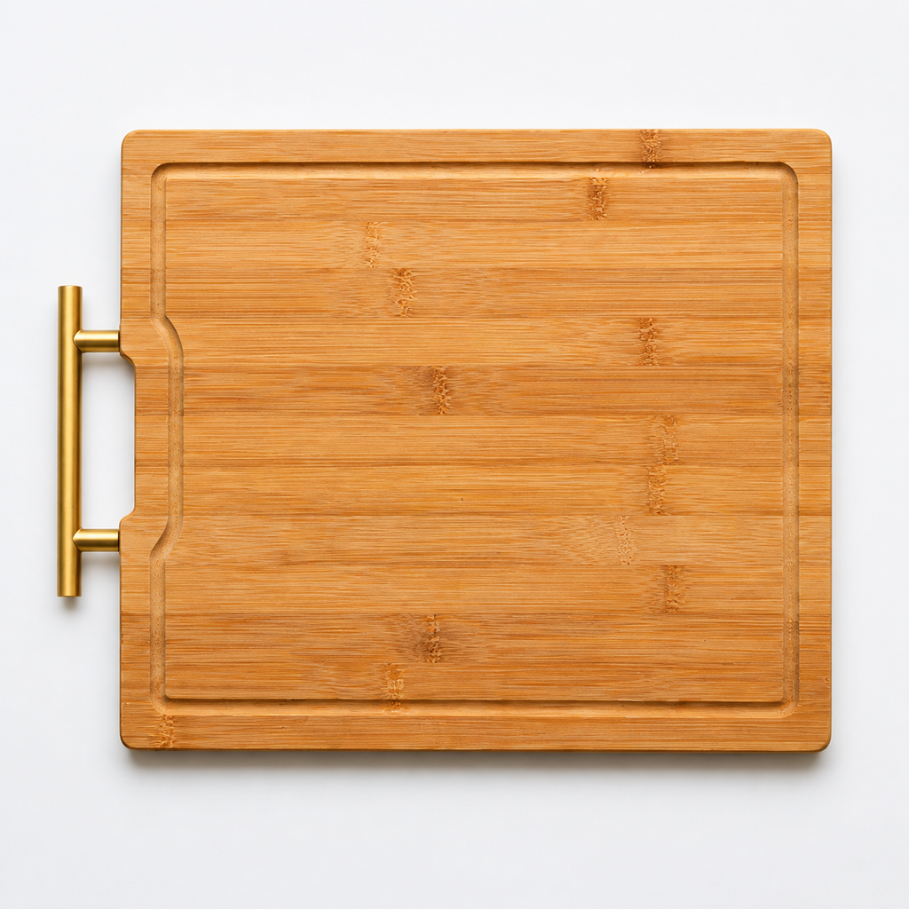 Bamboo Serving Board with Gold Handle