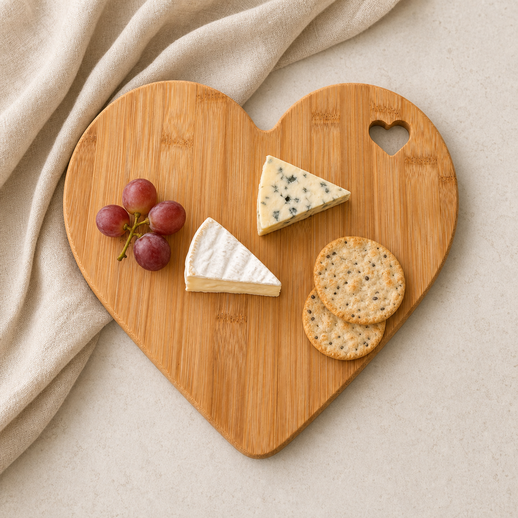 Heart Shape Bamboo Serving Board | Cheese Board & Fruit Platter