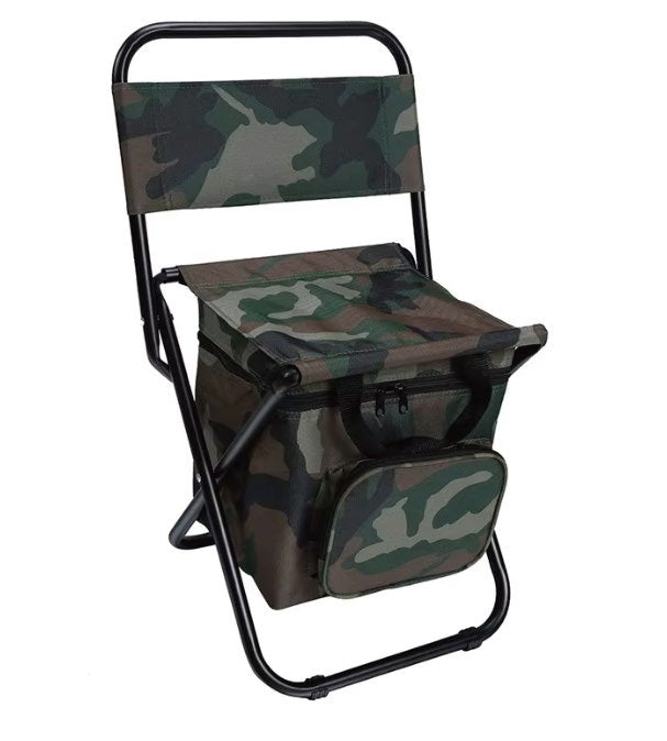 Folding Camping Stool with Backrest and Storage Bag