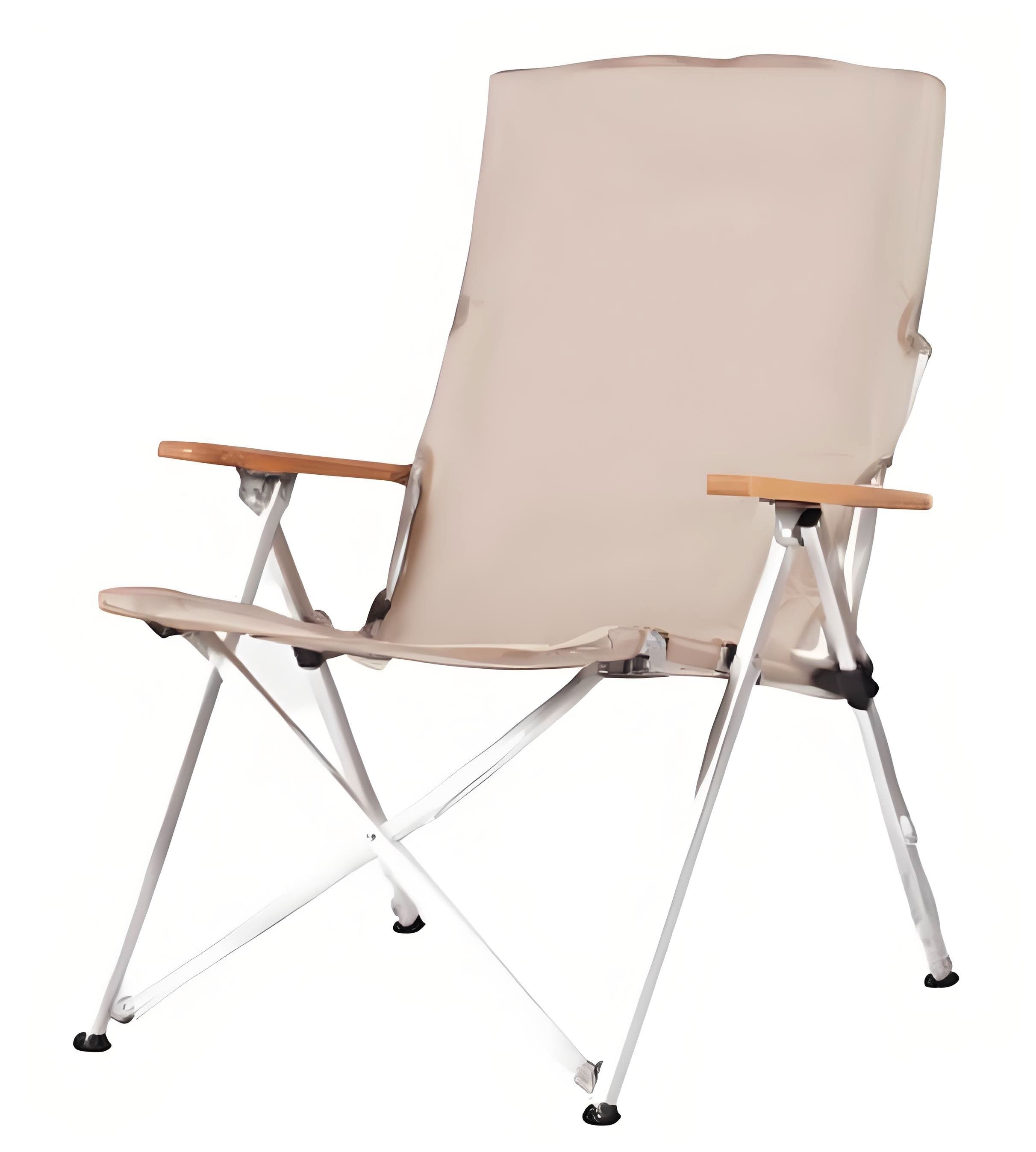 High and Low Back Folding Camping Chair with Wooden Armrests
