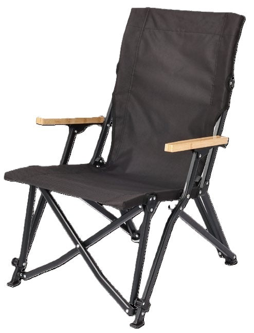 High and Low Back Folding Camping Chair with Wooden Armrests