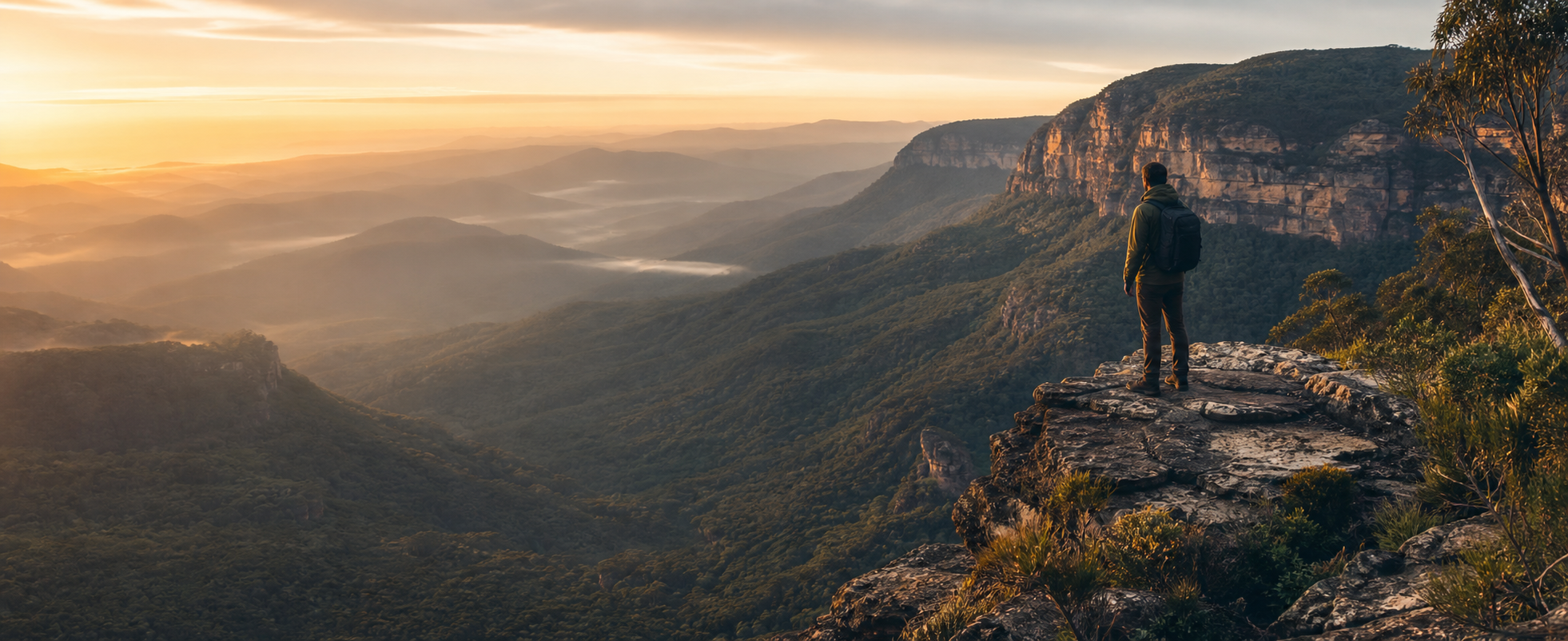 Australian mountain landscape at sunrise